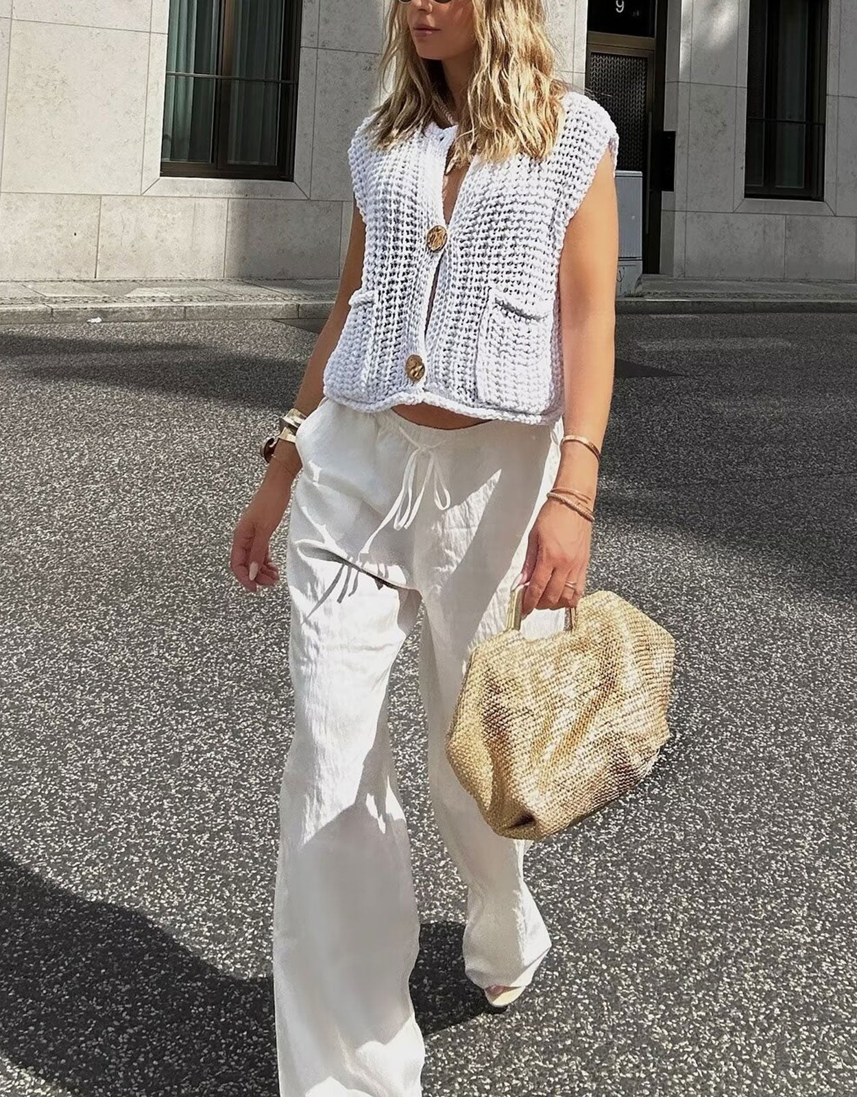 Fashion Sleeveless Cropped Button Cardigan Sweater Vest