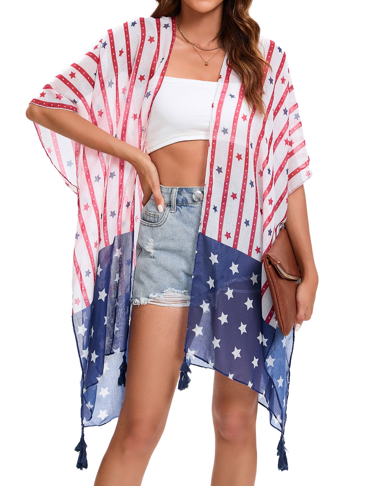 Flag Cardigan Swimsuit Kimono Cover-up