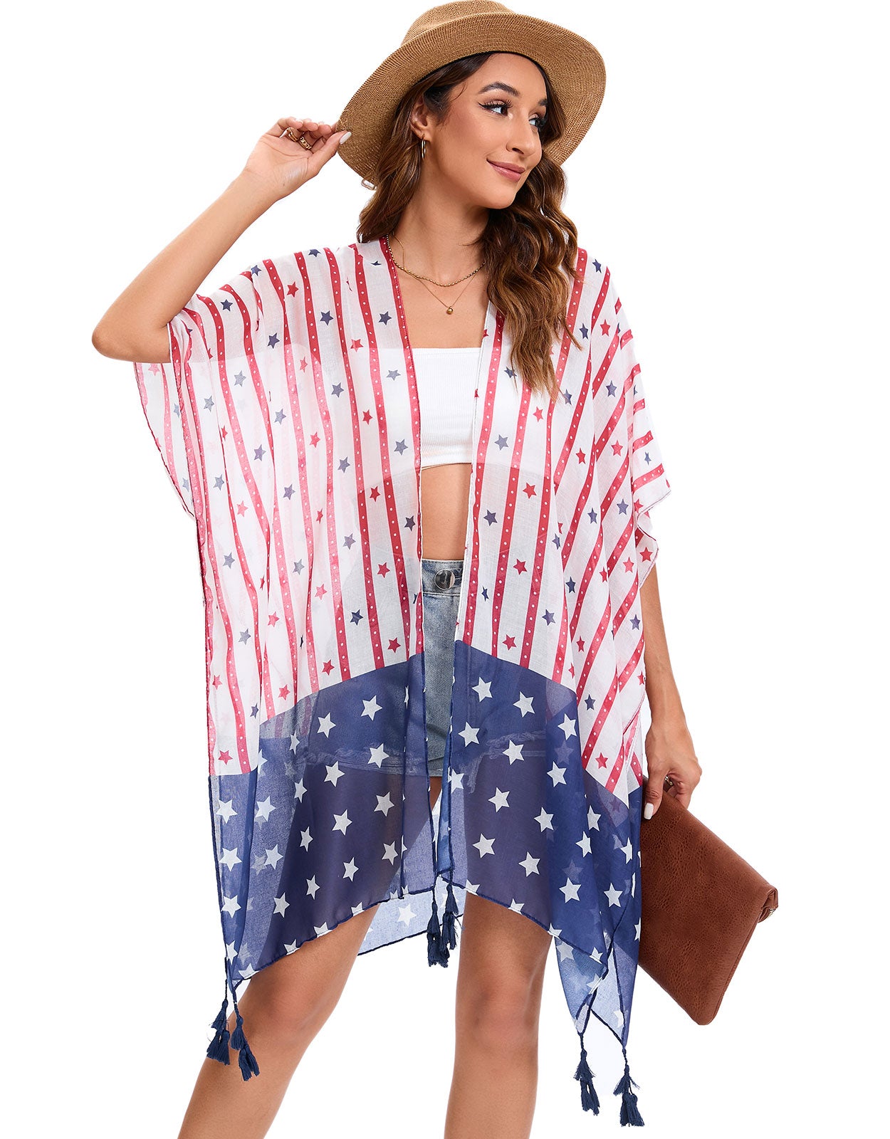 Flag Cardigan Swimsuit Kimono Cover-up
