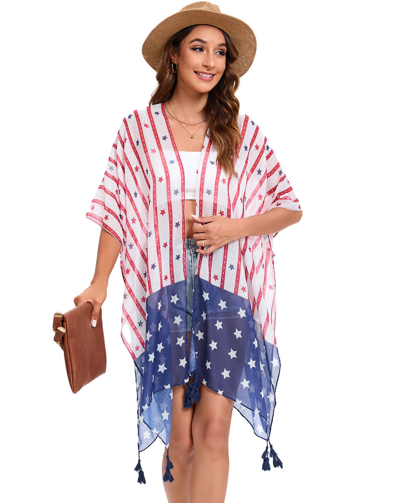 Flag Cardigan Swimsuit Kimono Cover-up