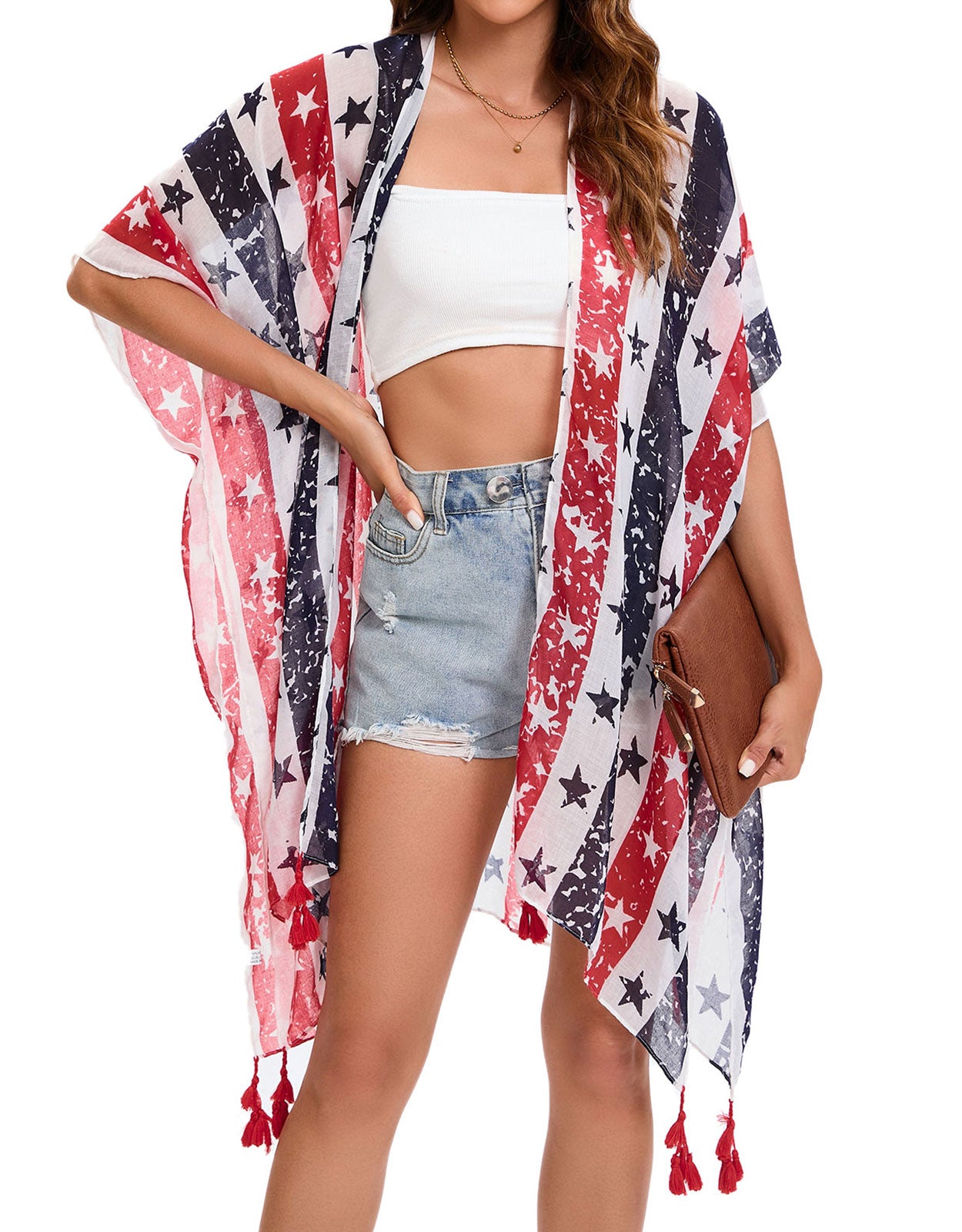 Flag Cardigan Swimsuit Kimono Cover-up