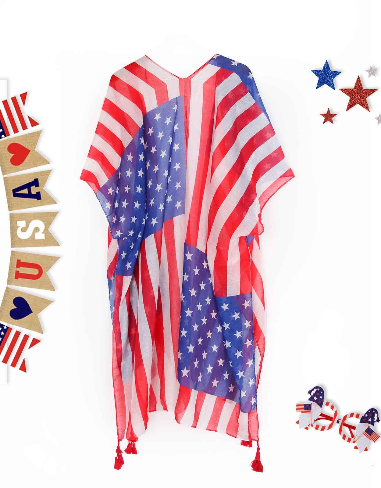 Flag Cardigan Swimsuit Kimono Cover-up