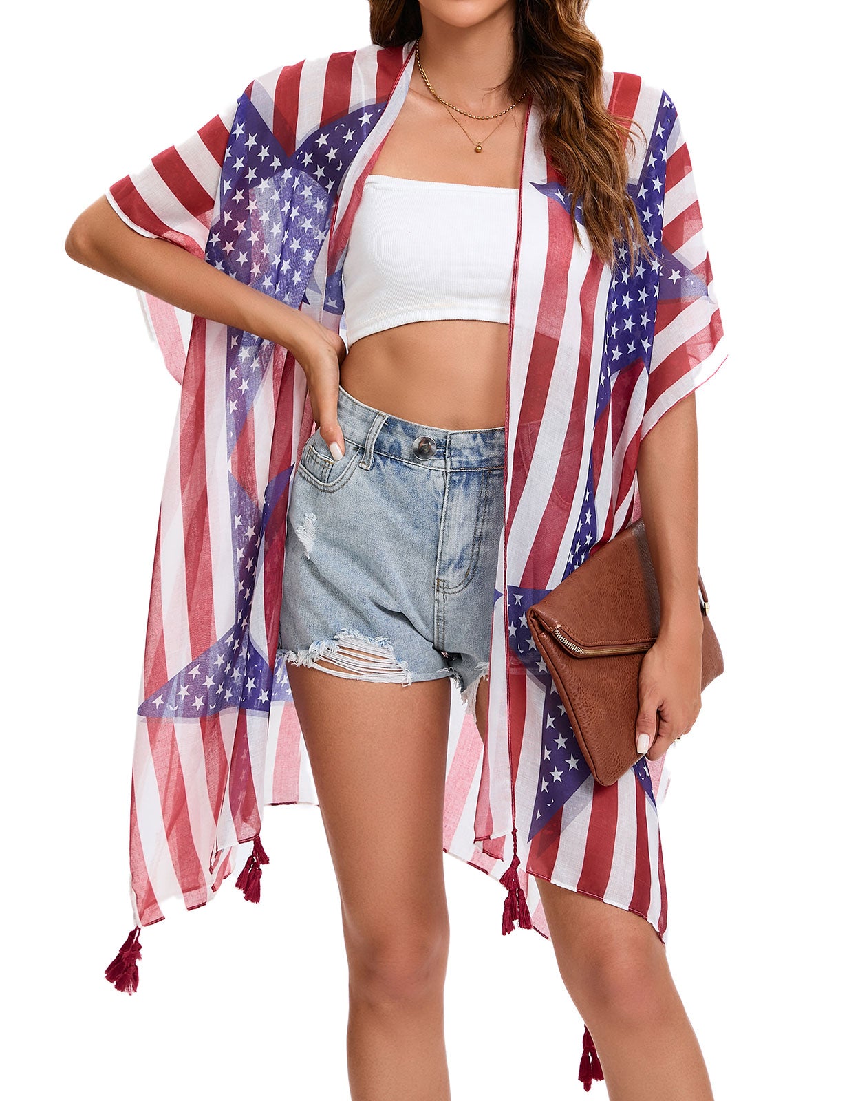 Flag Cardigan Swimsuit Kimono Cover-up