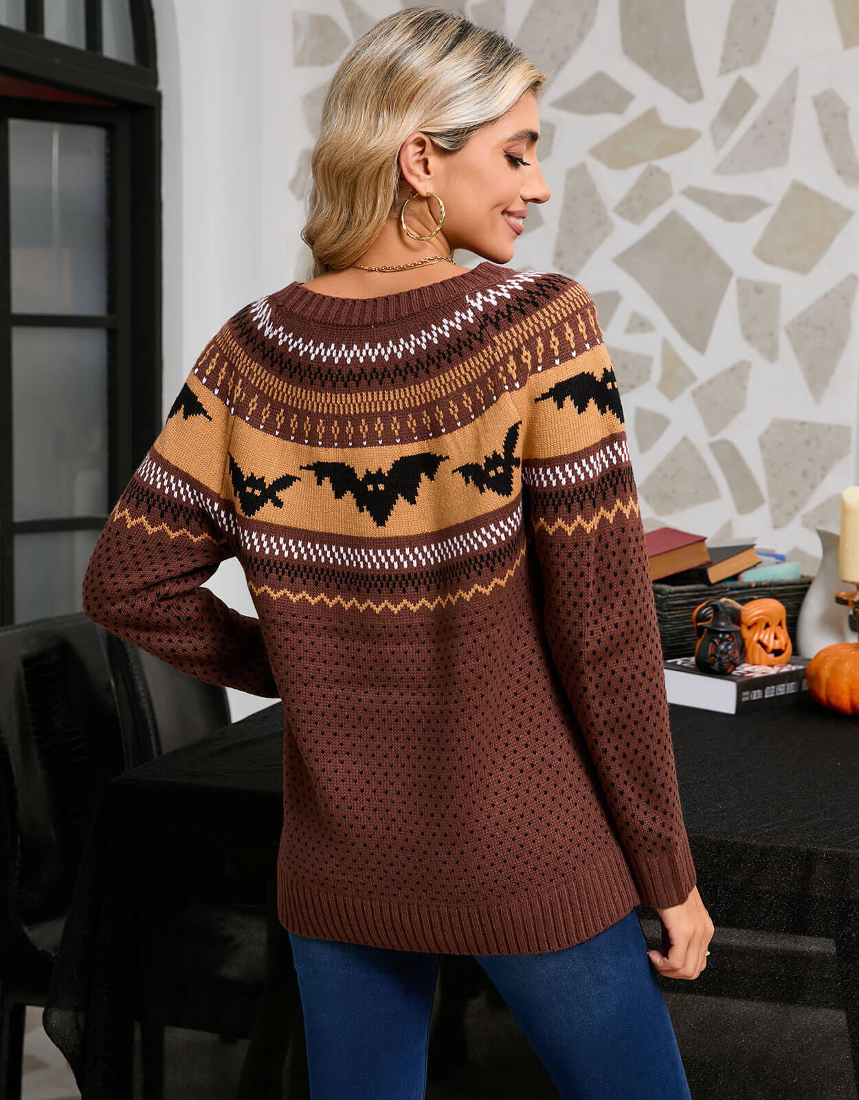 Bat Halloween Long Casual Sweater