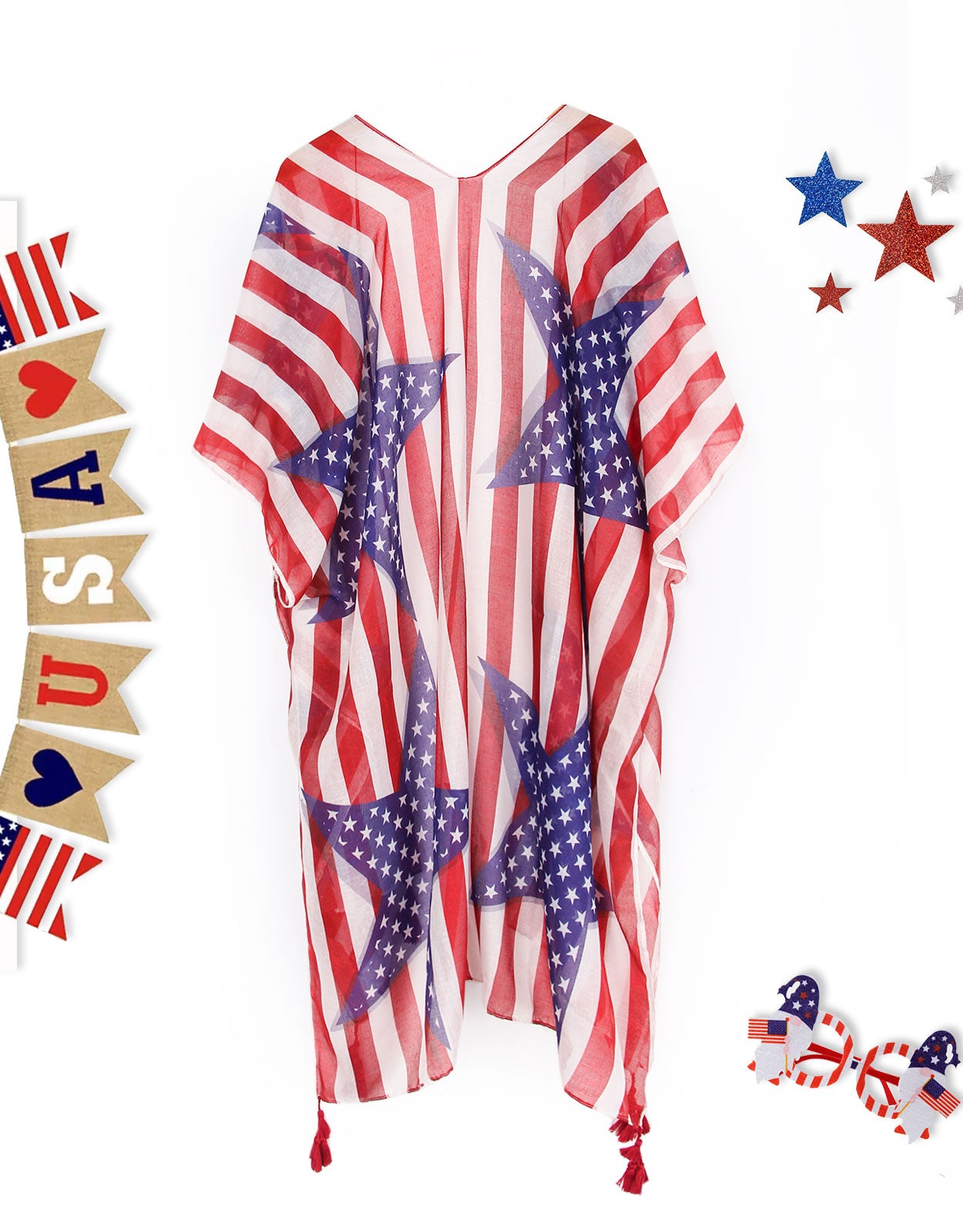 Flag Cardigan Swimsuit Kimono Cover-up
