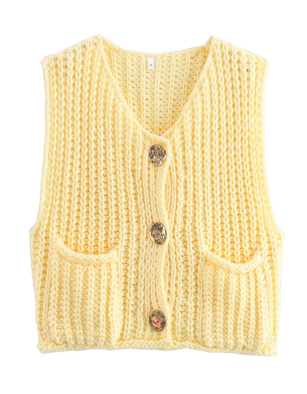 Fashion Sleeveless Cropped Button Cardigan Sweater Vest