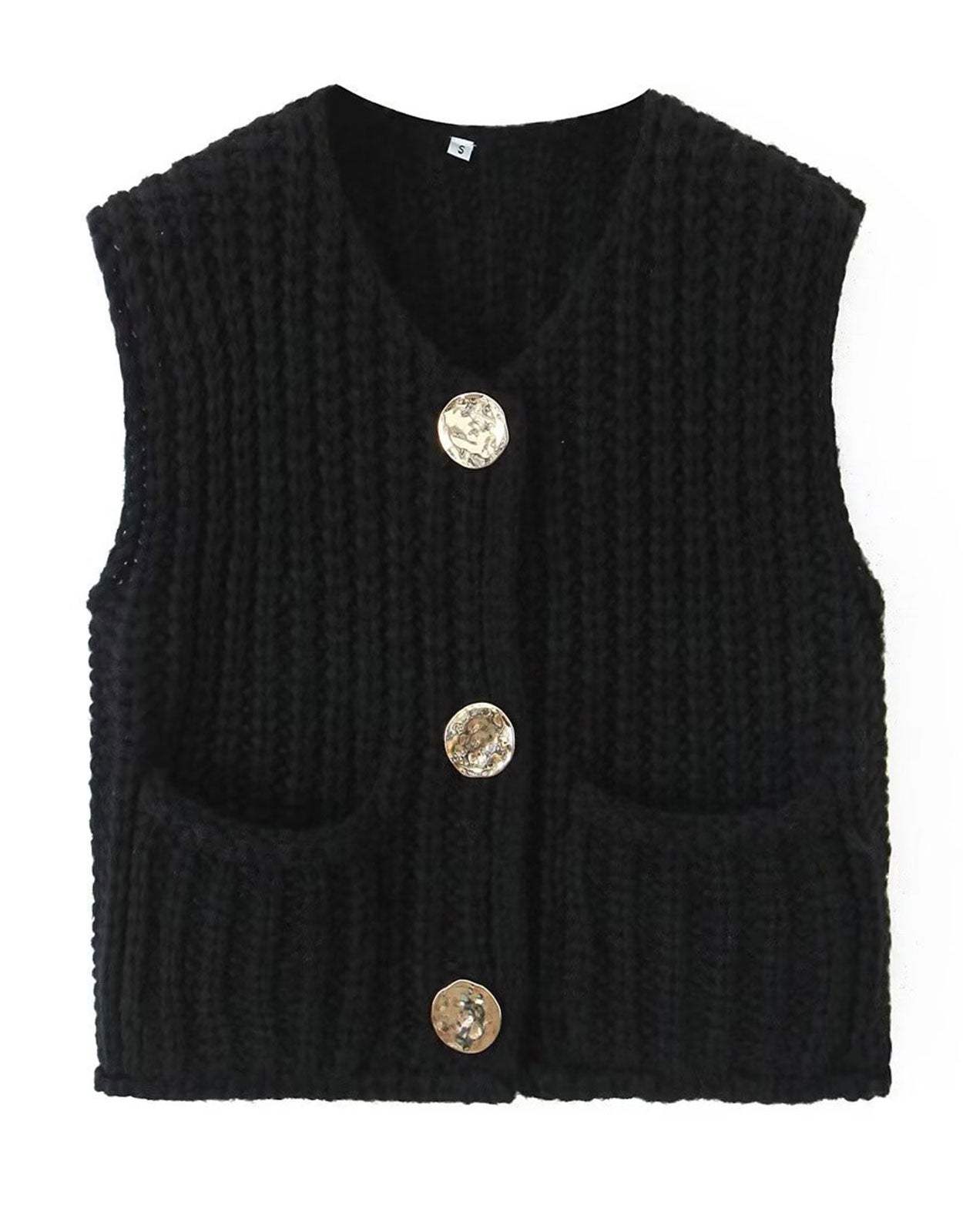 Fashion Sleeveless Cropped Button Cardigan Sweater Vest