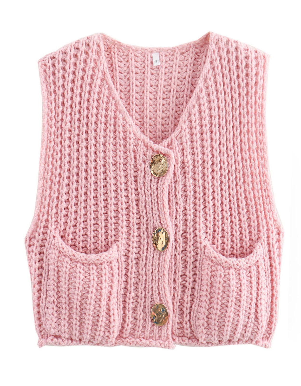 Fashion Sleeveless Cropped Button Cardigan Sweater Vest
