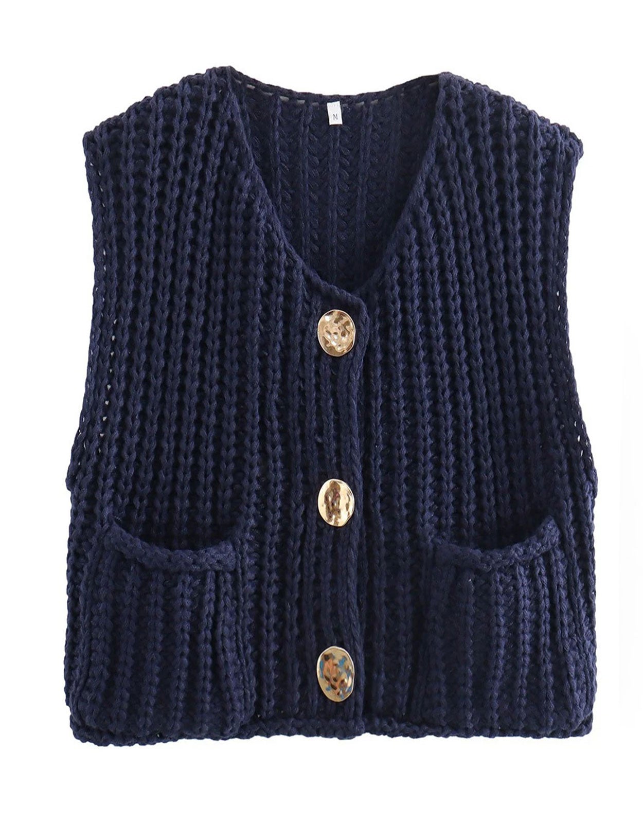 Fashion Sleeveless Cropped Button Cardigan Sweater Vest