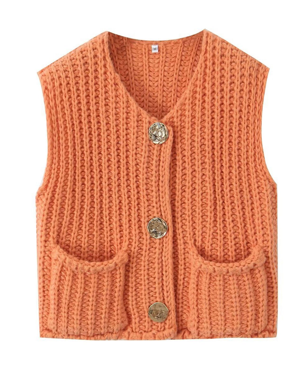 Fashion Sleeveless Cropped Button Cardigan Sweater Vest