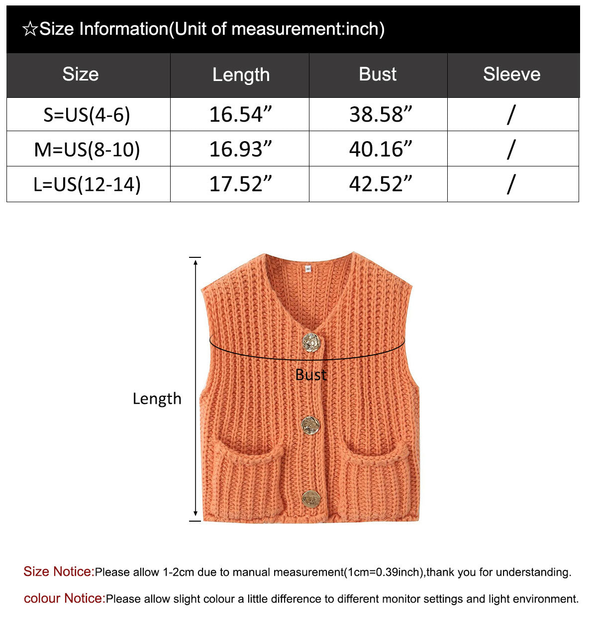 Fashion Sleeveless Cropped Button Cardigan Sweater Vest
