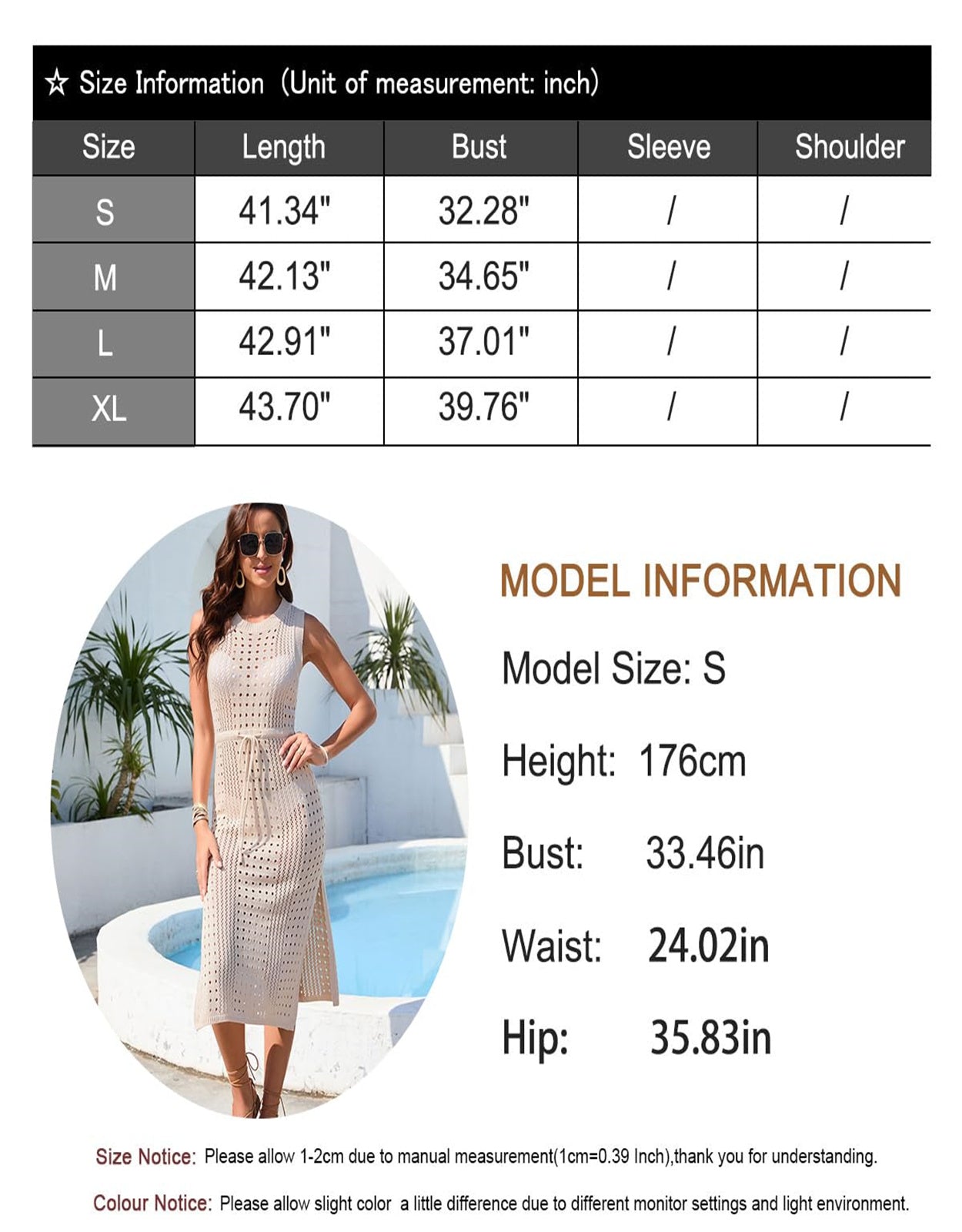 Women's Sleeveless Side Slit Hollow Out Crochet Coverup Long Dress Cover Up