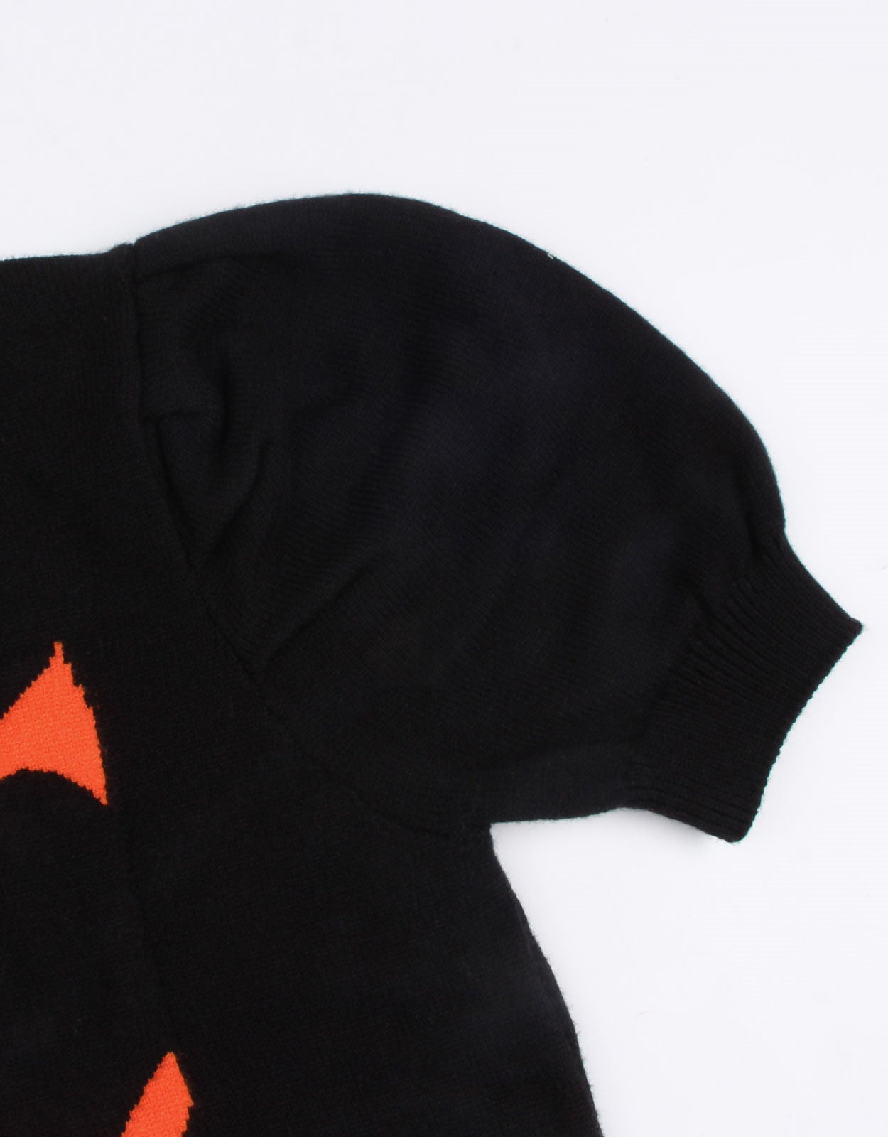 Halloween Pumpkin Smiley Short Sleeve Sweater