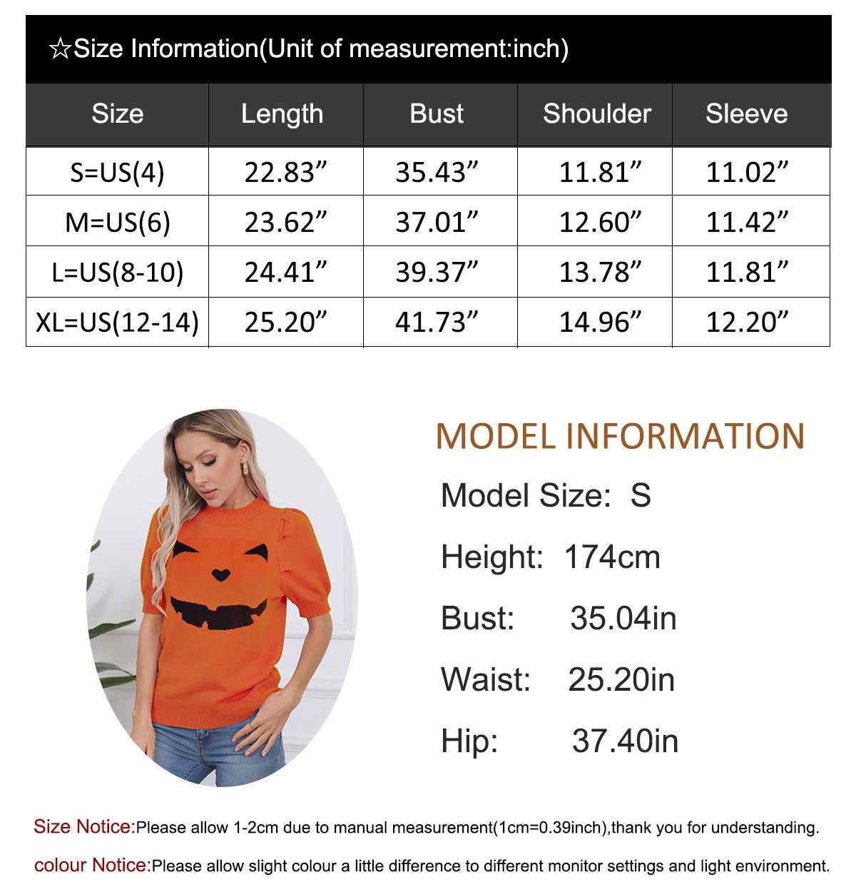 Halloween Pumpkin Smiley Short Sleeve Sweater
