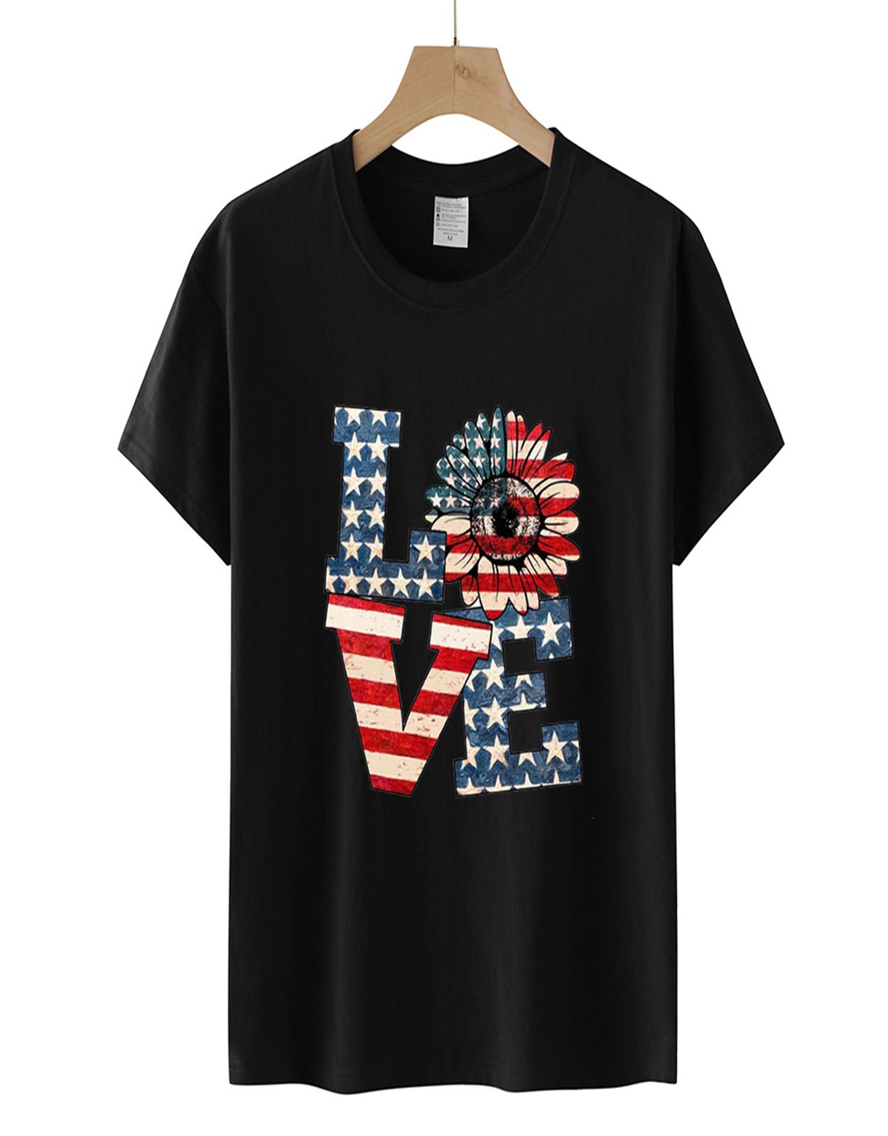 Summer Love Sunflower Flag Print T-shirt