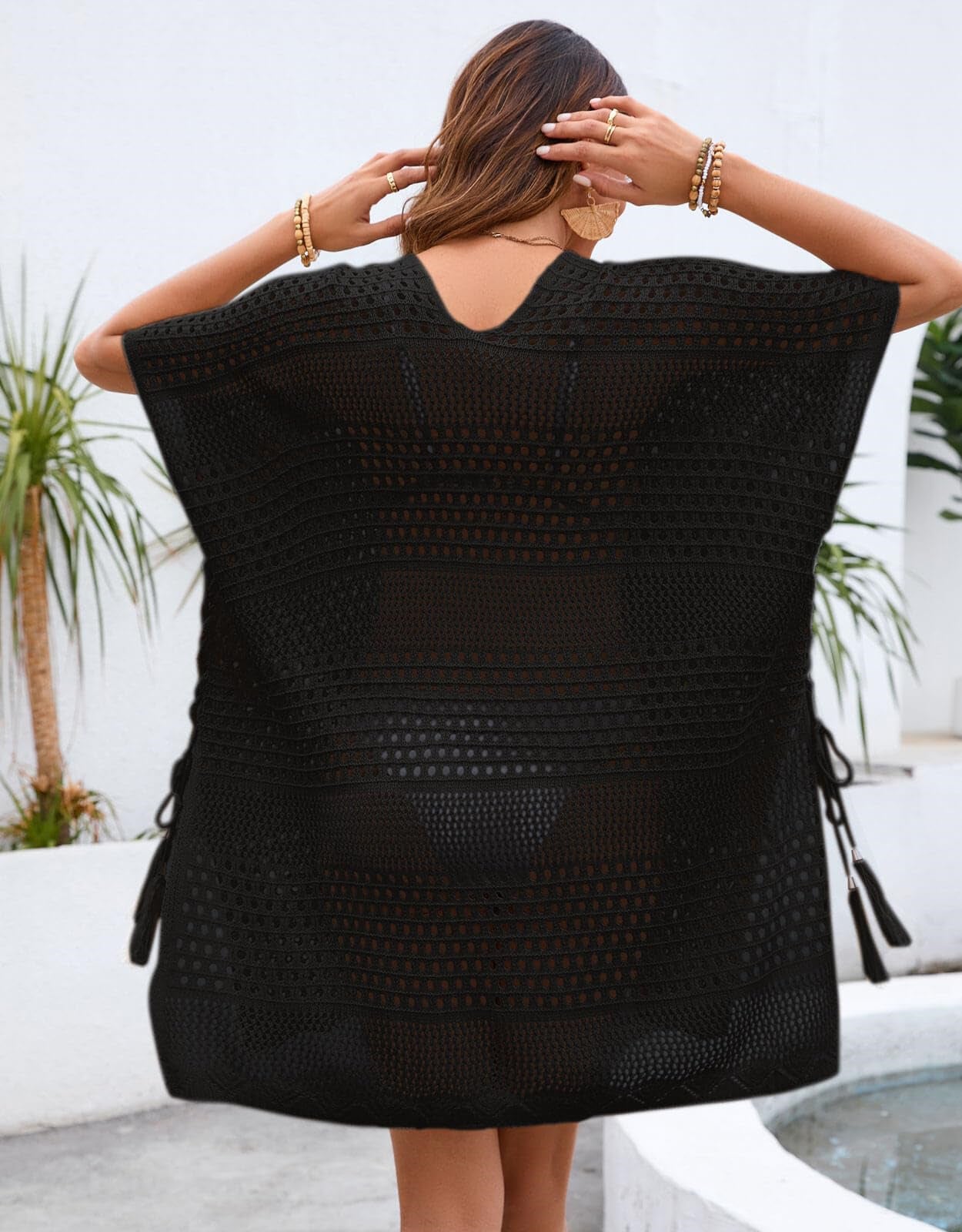 Women's short sleeve hollow loose casual cover up