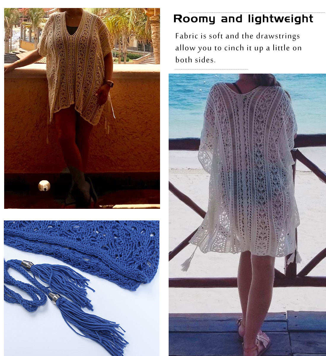 Women's Fringed Open Knit Beach Cover-up