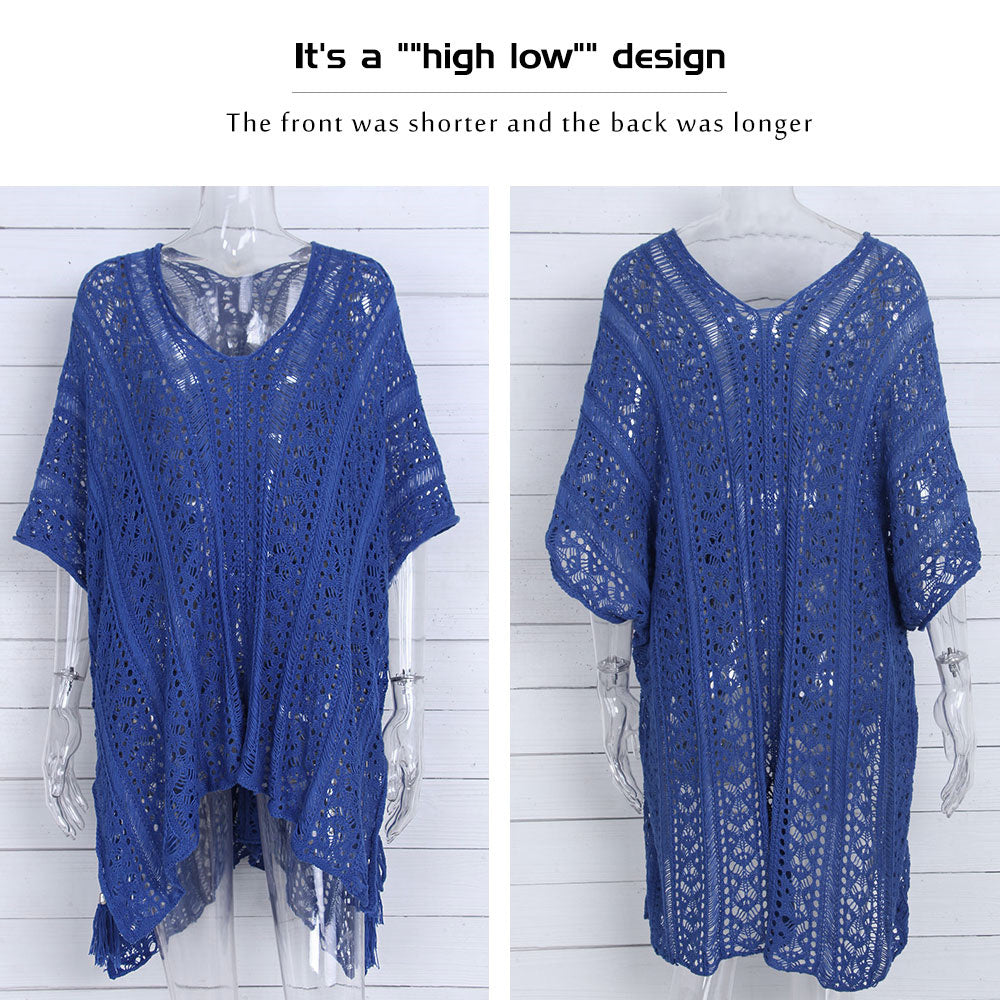 Women's Fringed Open Knit Beach Cover-up
