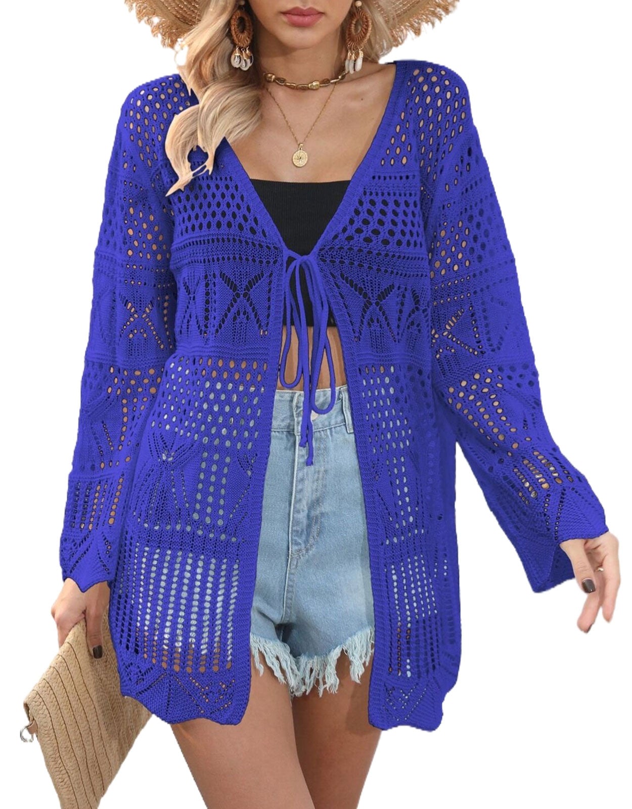 Women's Hollow Knot Mini Cardigan Cover-up