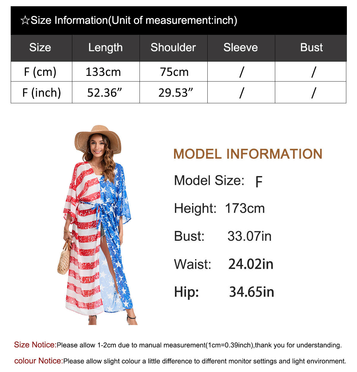 Flag Cardigan Swimsuit Kimono Cover-up