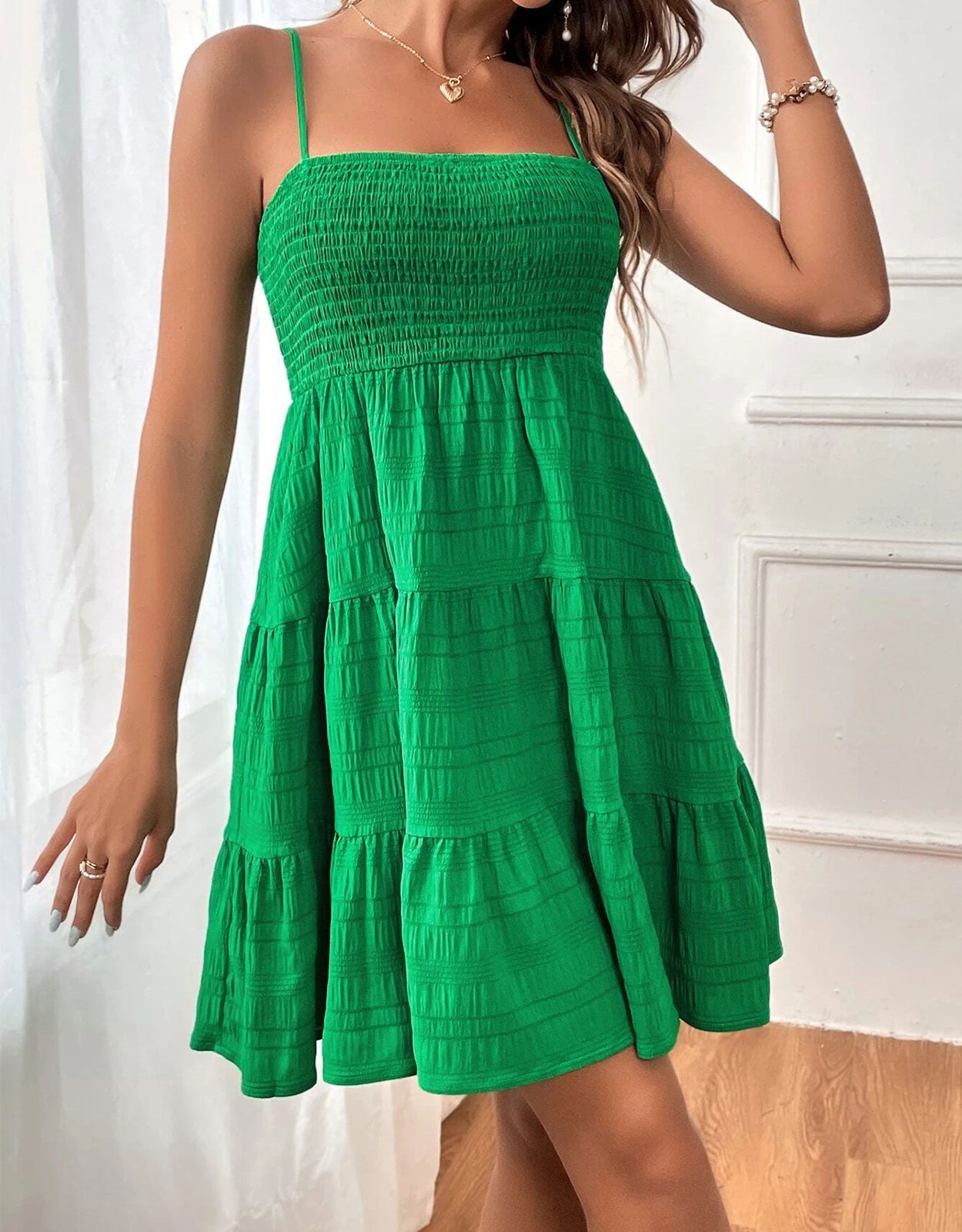 Suspender Pleated Mini Tank Dress