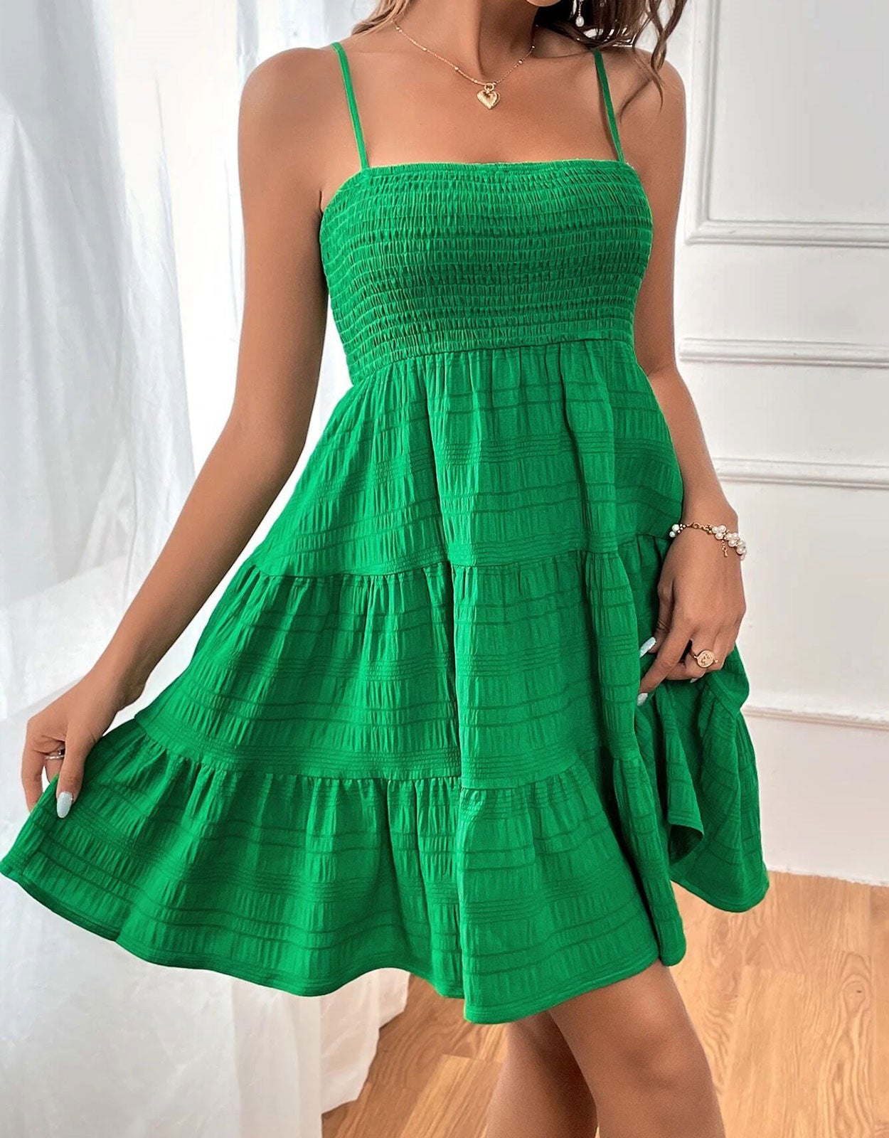 Suspender Pleated Mini Tank Dress