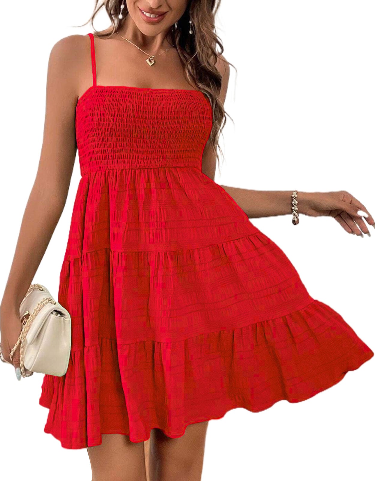 Suspender Pleated Mini Tank Dress