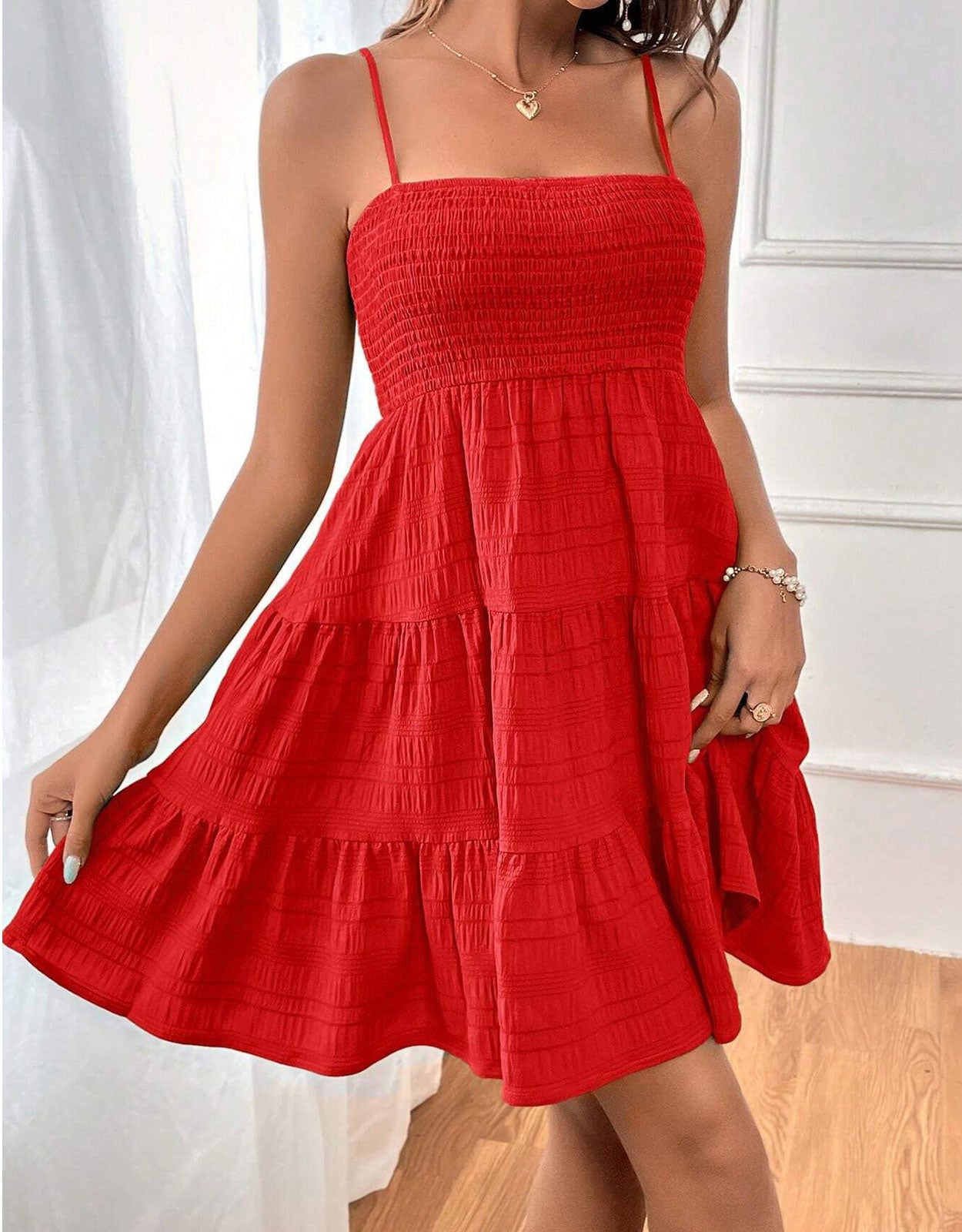 Suspender Pleated Mini Tank Dress