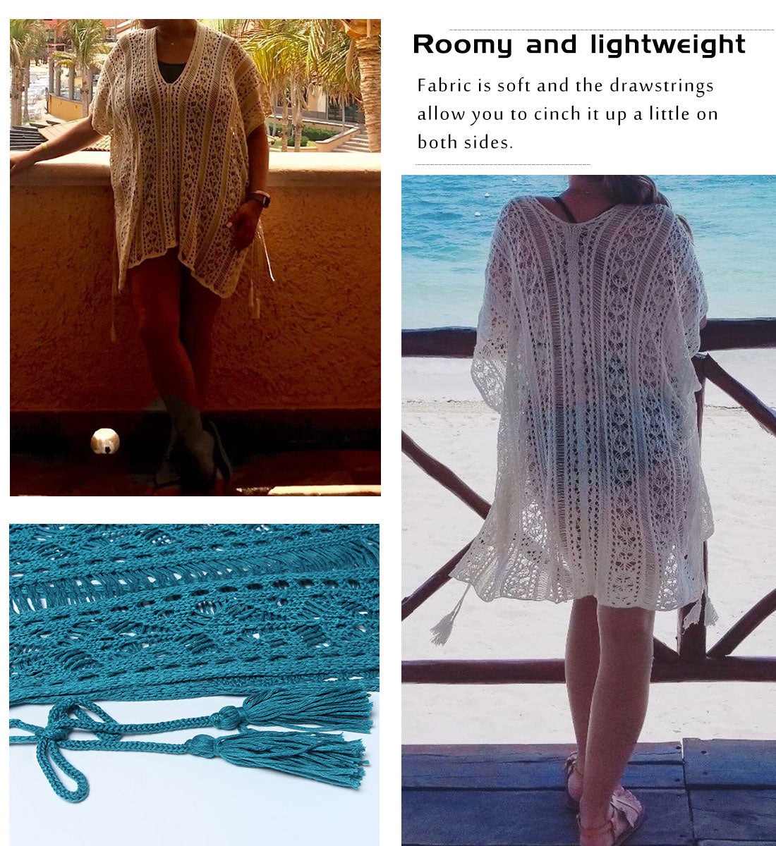 Women's Fringed Open Knit Beach Cover-up