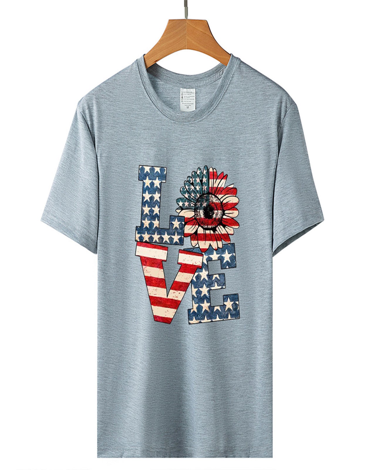 Summer Love Sunflower Flag Print T-shirt