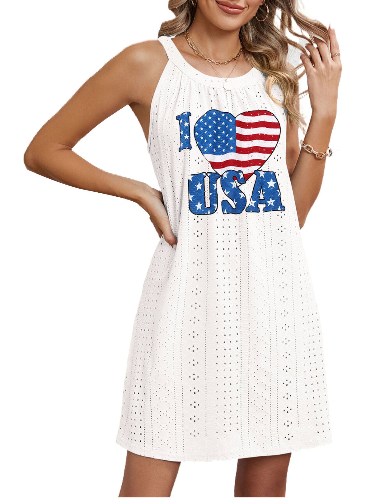 USA Flag Love Tank Top Lightweight Dress Cover Up