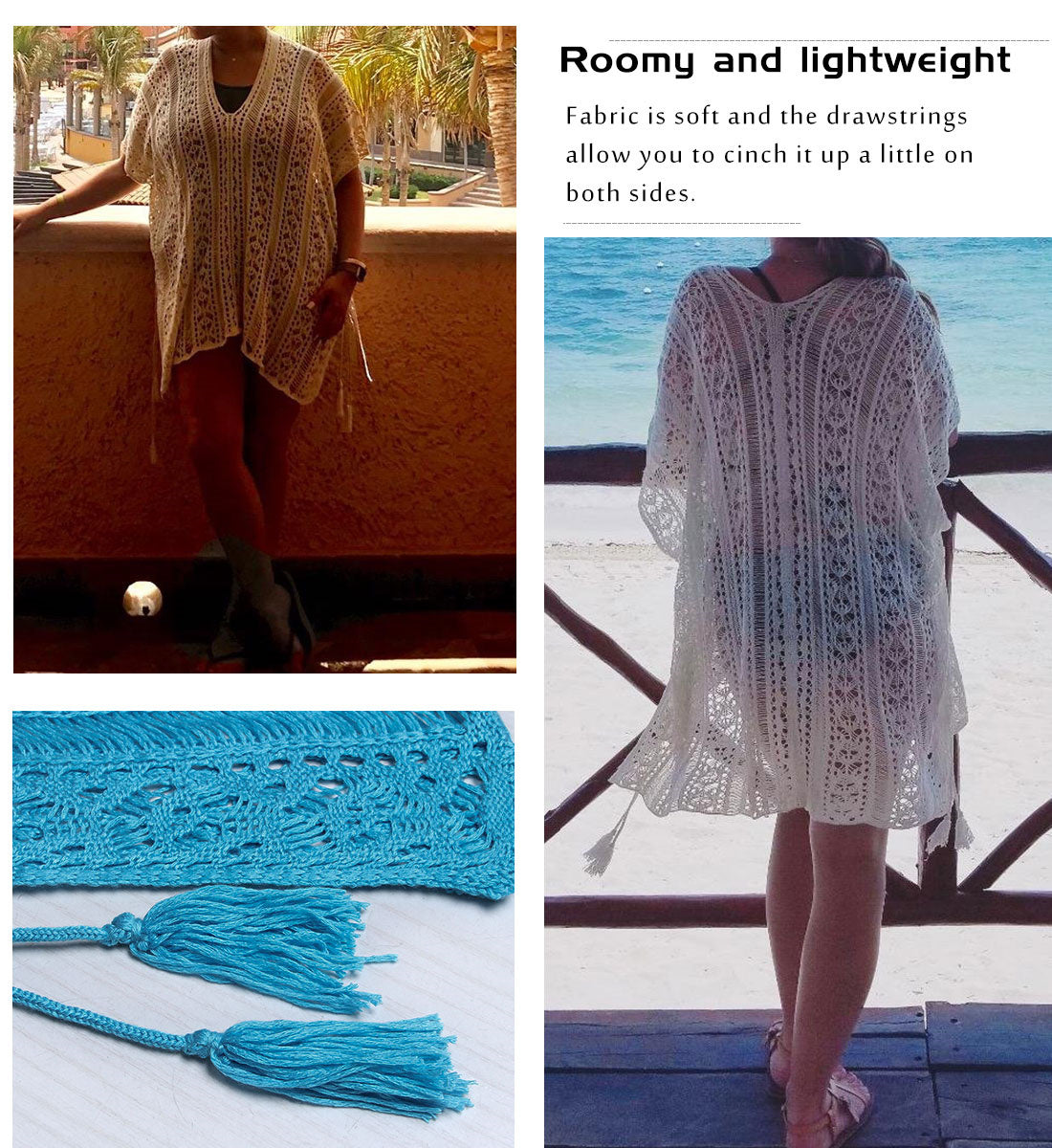 Women's Fringed Open Knit Beach Cover-up