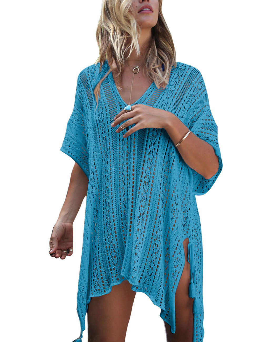 Women's Fringed Open Knit Beach Cover-up