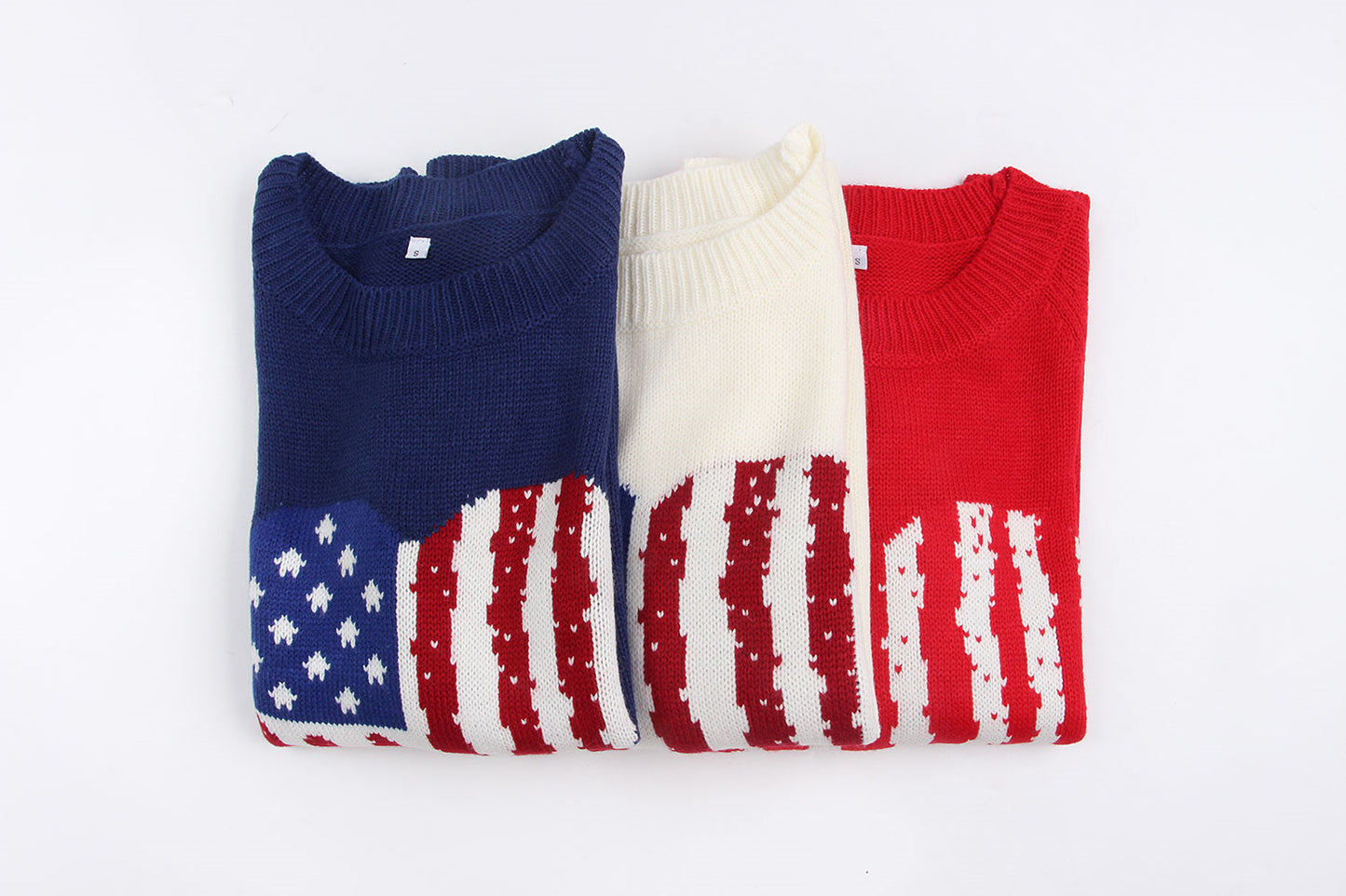 American Flag Love Loose Long Sleeve Round Neck Sweater