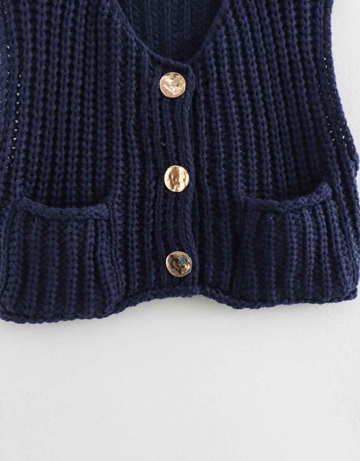 Fashion Sleeveless Cropped Button Cardigan Sweater Vest