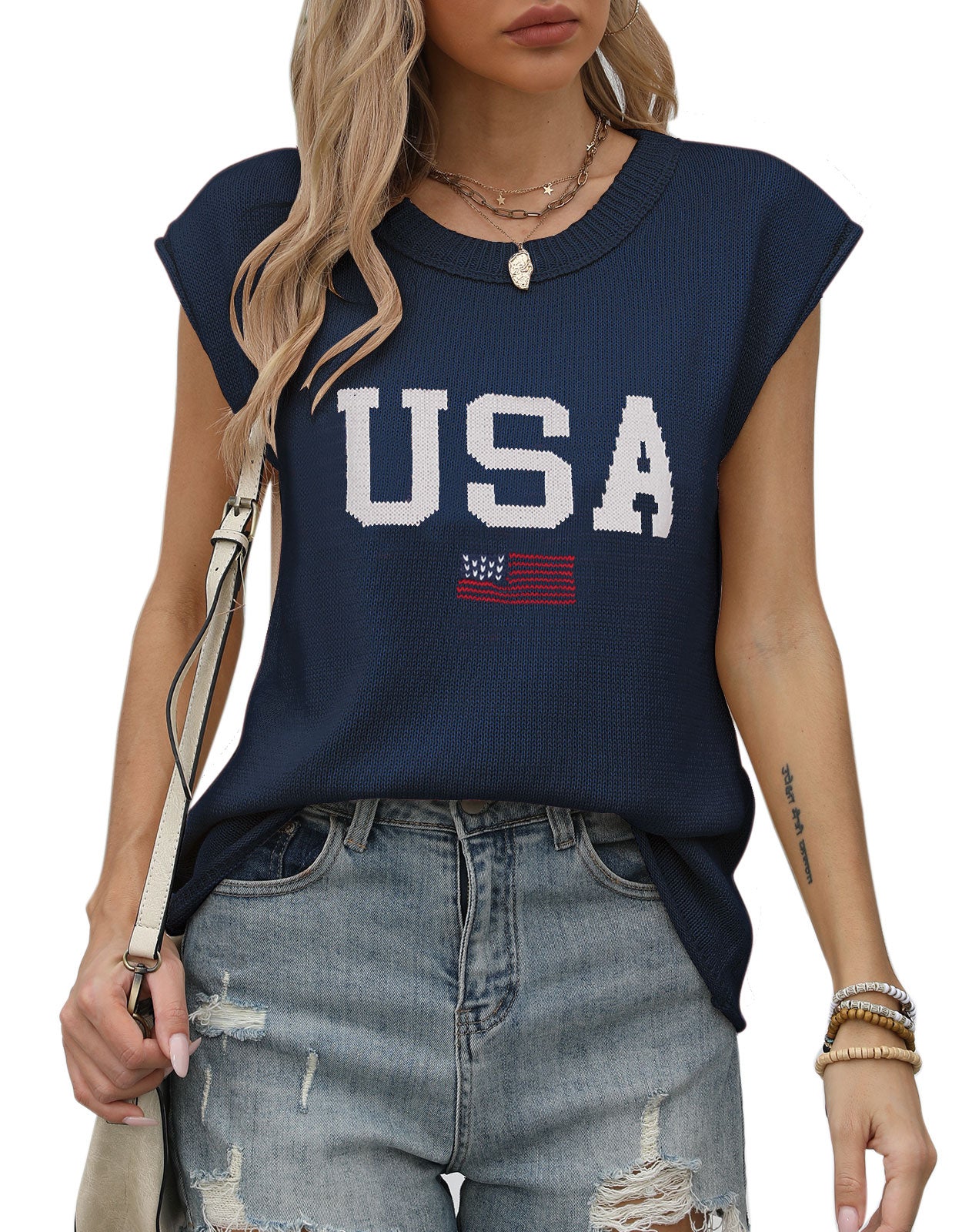 American casual short-sleeved thin pullover sweater