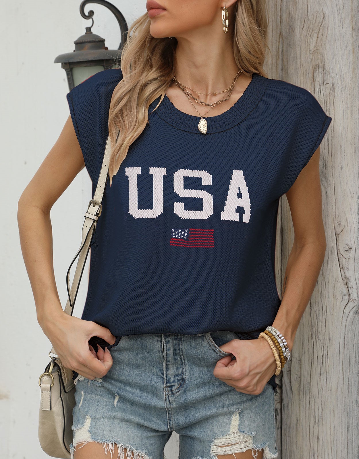 American casual short-sleeved thin pullover sweater