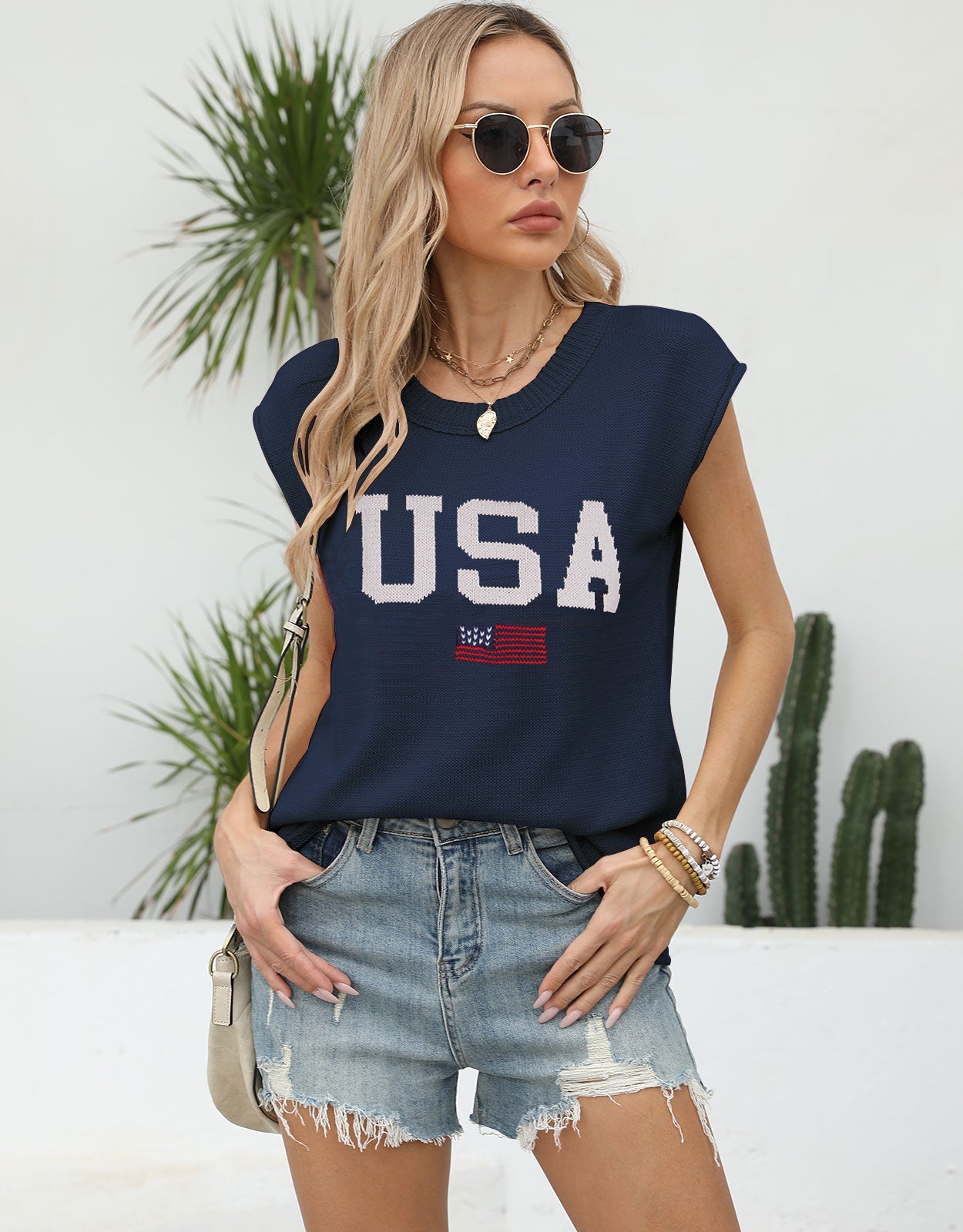American casual short-sleeved thin pullover sweater
