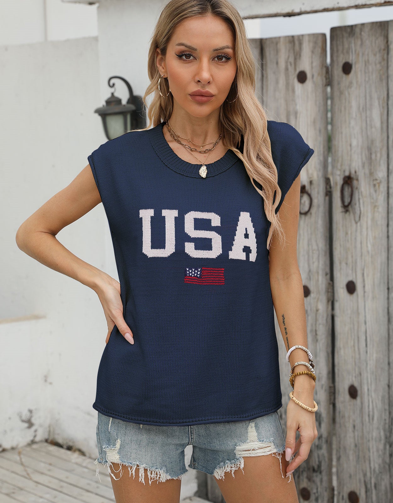 American casual short-sleeved thin pullover sweater