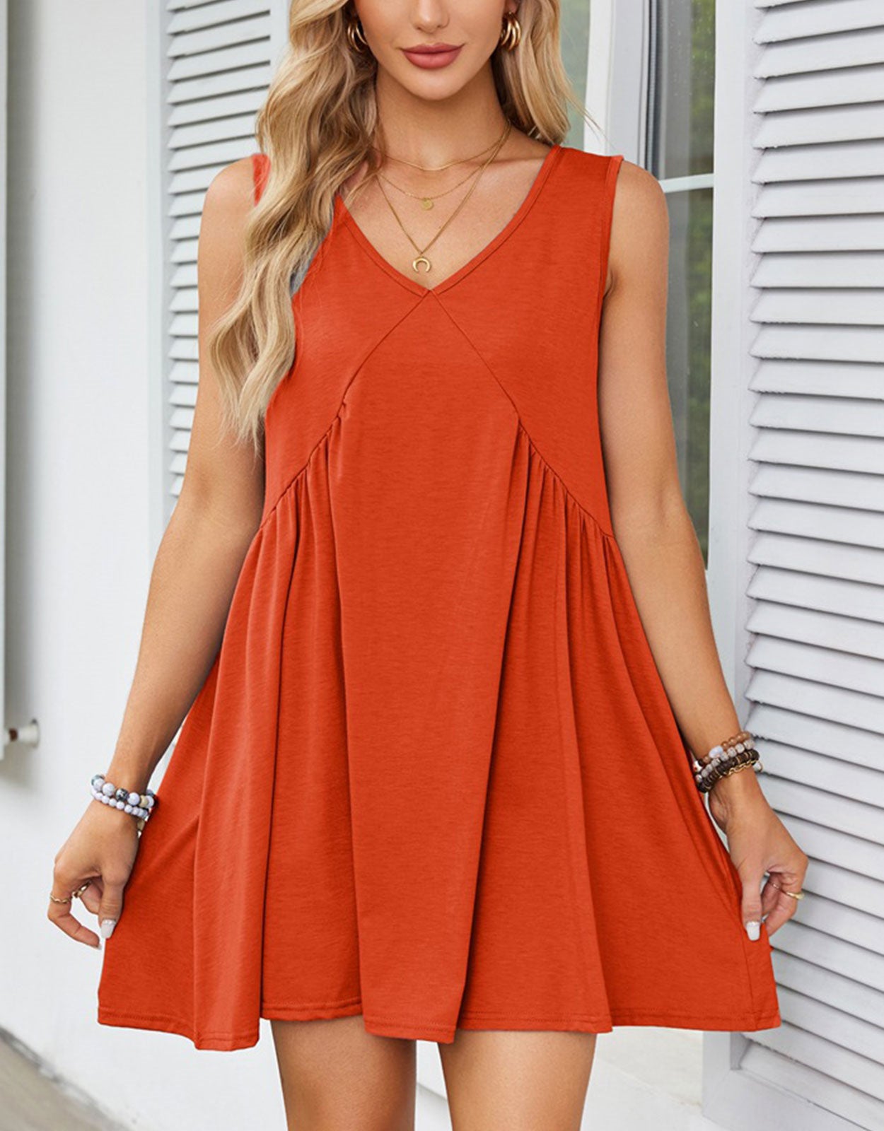 Casual Summer V-Neck Pocket Mini Dress