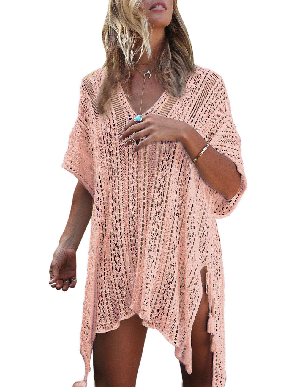 Women's Fringed Open Knit Beach Cover-up