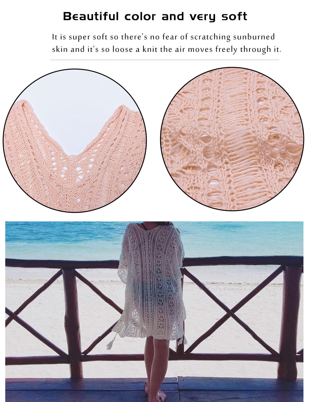 Women's Fringed Open Knit Beach Cover-up