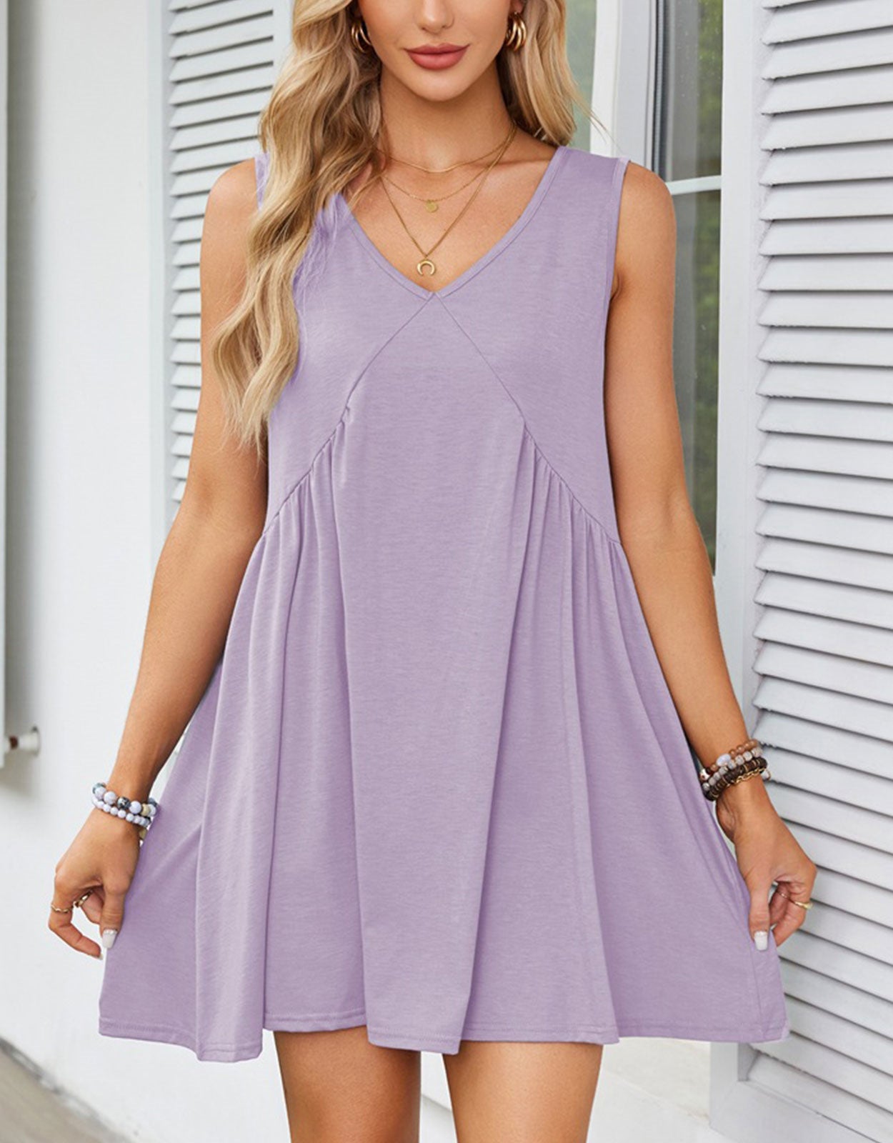 Casual Summer V-Neck Pocket Mini Dress