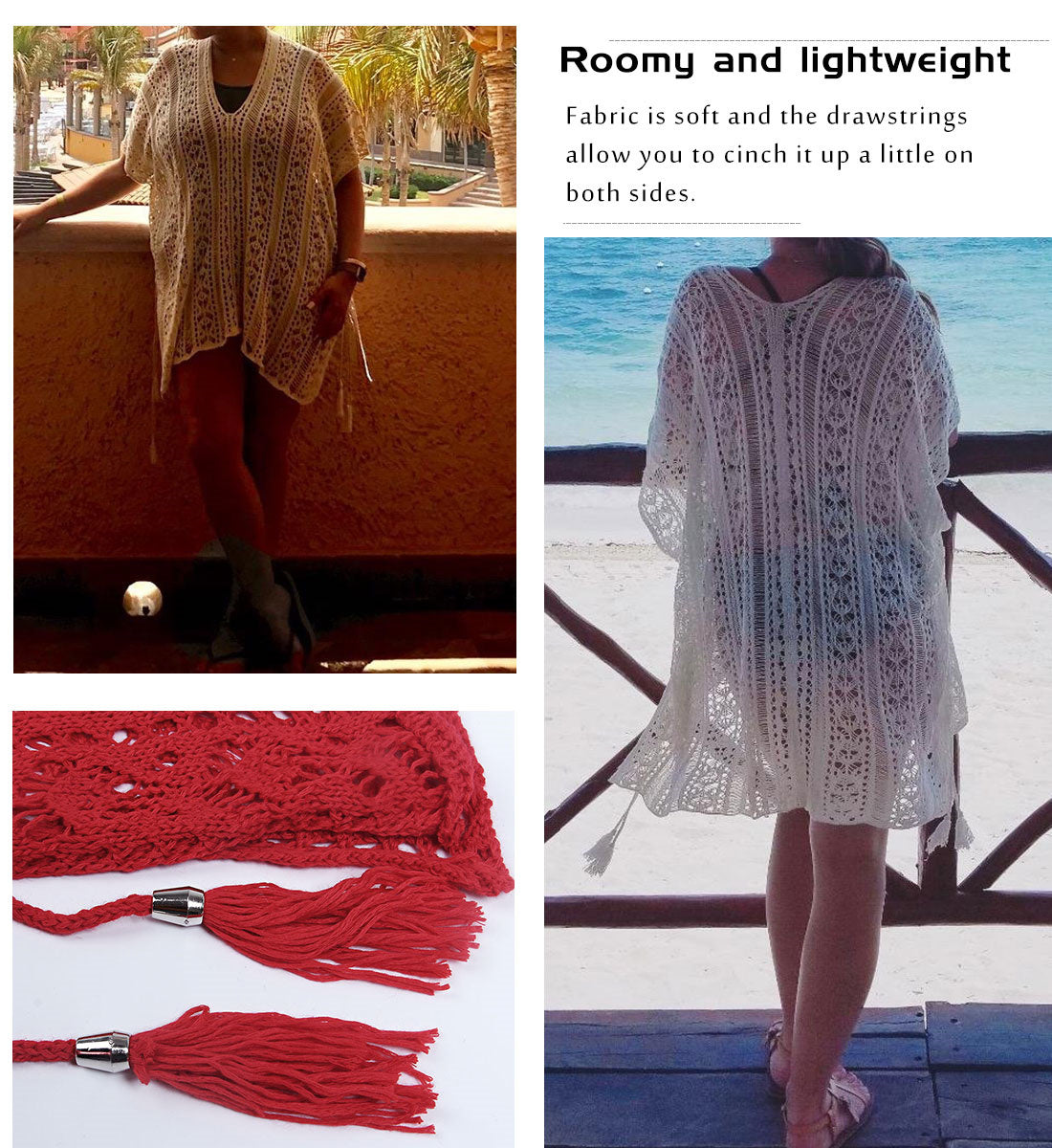 Women's Fringed Open Knit Beach Cover-up