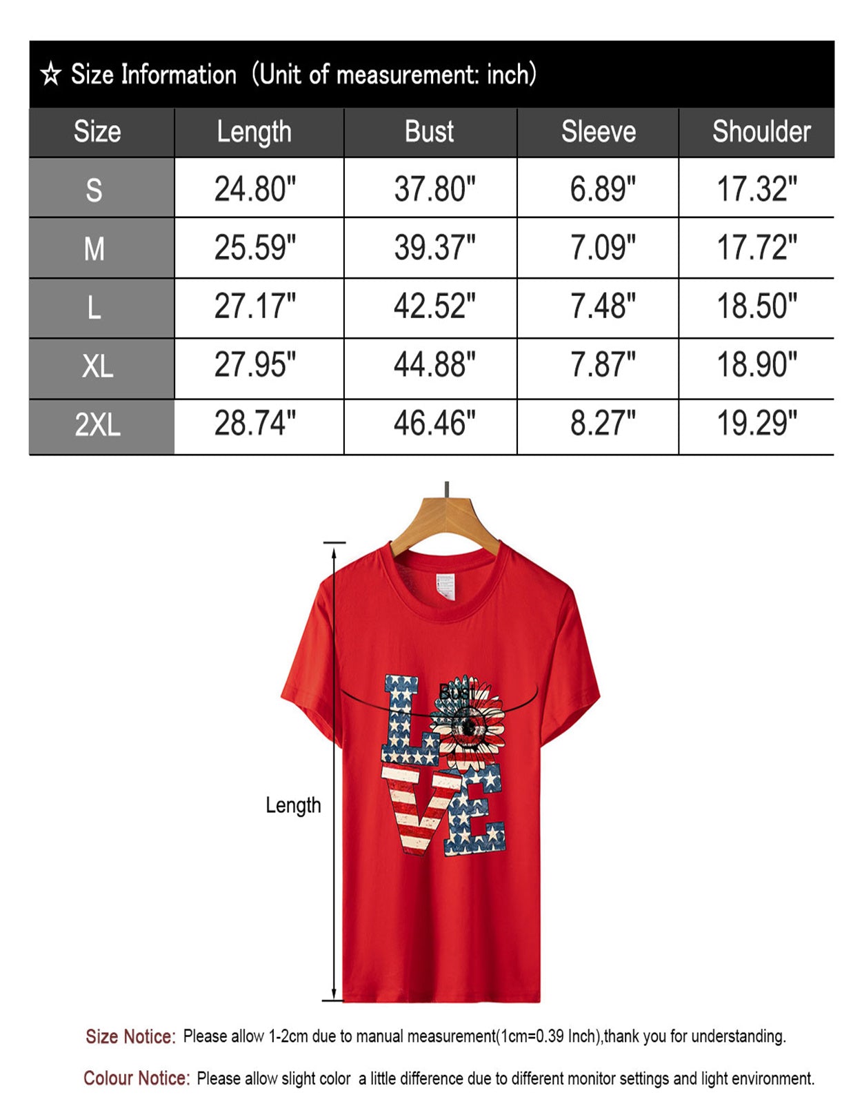 Summer Love Sunflower Flag Print T-shirt