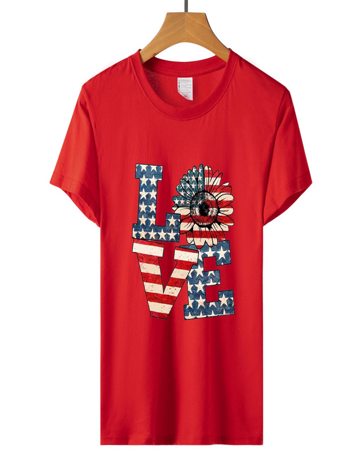 Summer Love Sunflower Flag Print T-shirt