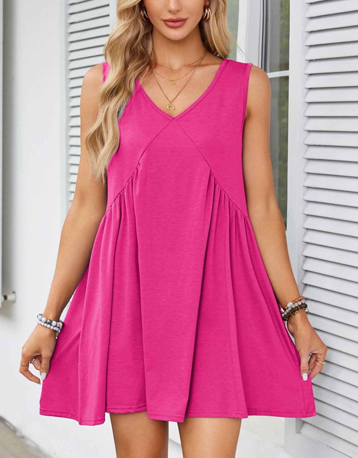 Casual Summer V-Neck Pocket Mini Dress