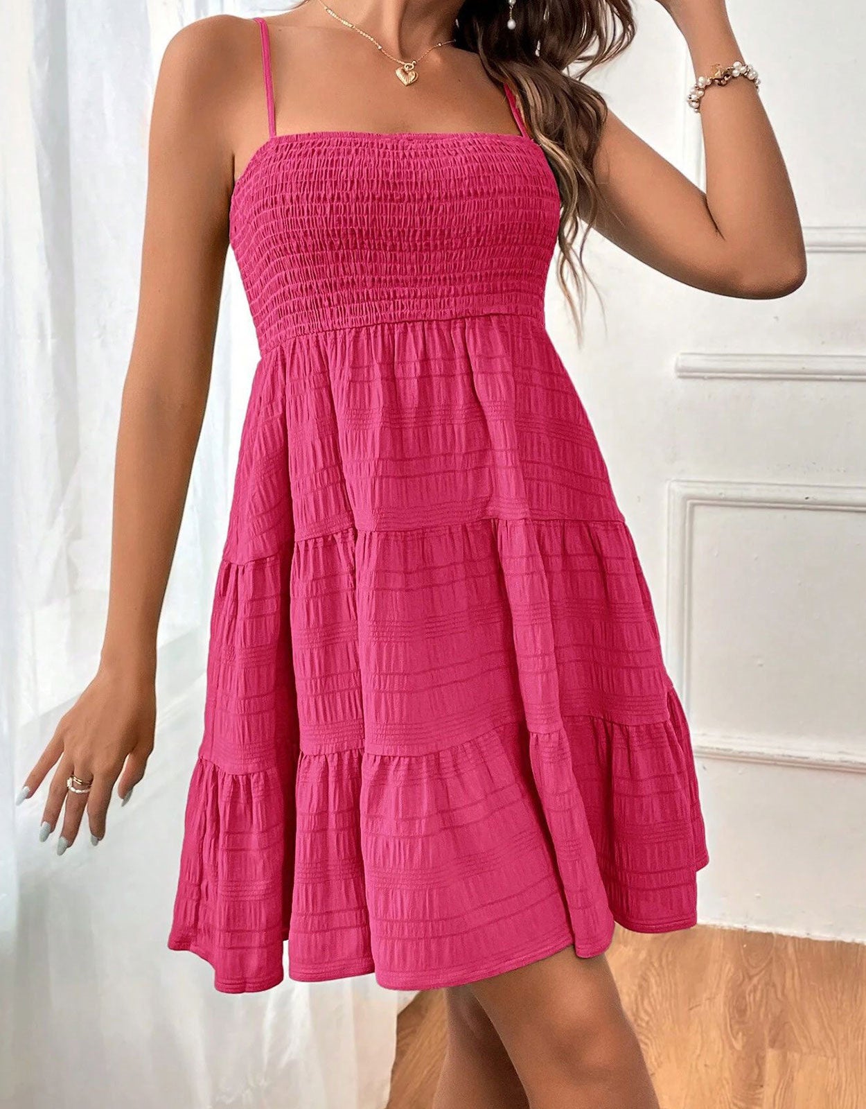 Suspender Pleated Mini Tank Dress