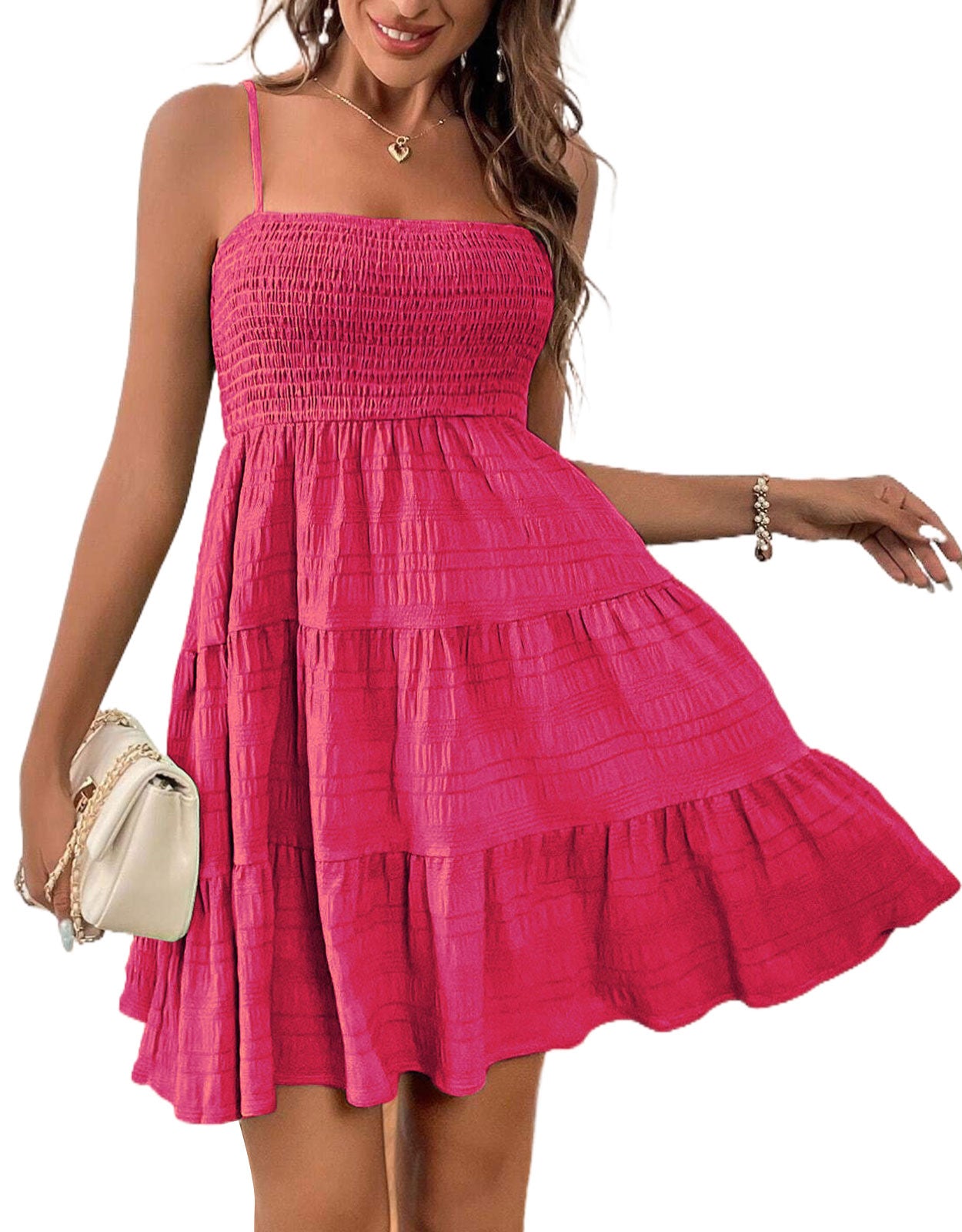 Suspender Pleated Mini Tank Dress