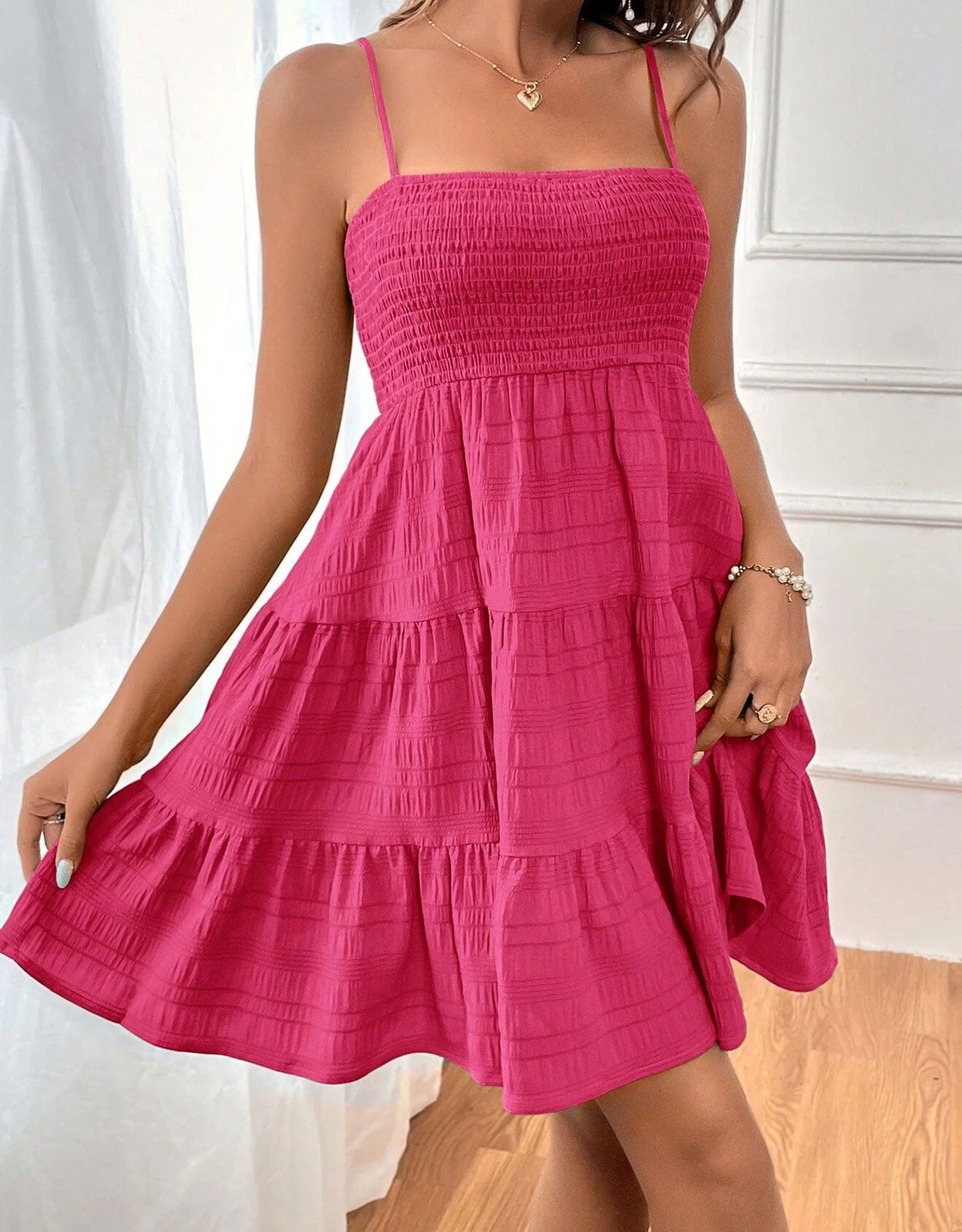 Suspender Pleated Mini Tank Dress